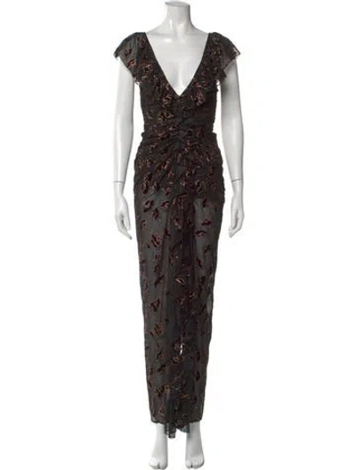 Pre-owned Alice Mccall Floral Print Long Dress In Multi
