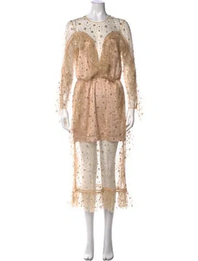 Pre-owned Alice Mccall Floral Print Long Dress In Neutrals