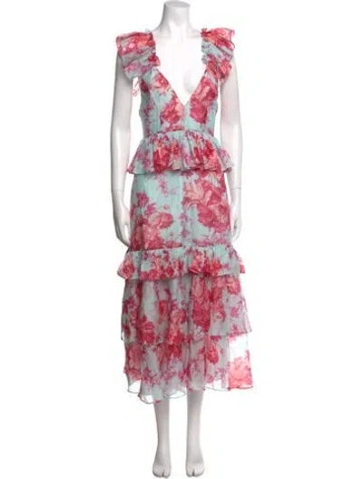 Pre-owned Alice Mccall Floral Print Long Dress W/ Tags In Multi