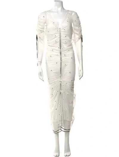 Pre-owned Alice Mccall Floral Print Long Dress In White