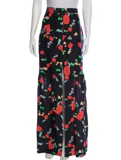 Pre-owned Alice Mccall Floral Print Long Skirt In Black