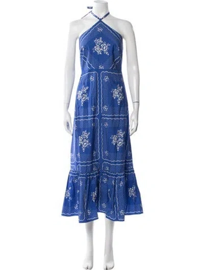 Pre-owned Alice Mccall Floral Print Midi Length Dress In Blue