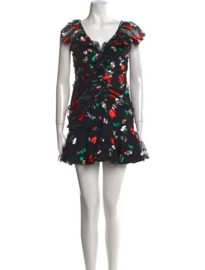 Pre-owned Alice Mccall Floral Print Mini Dress In Black