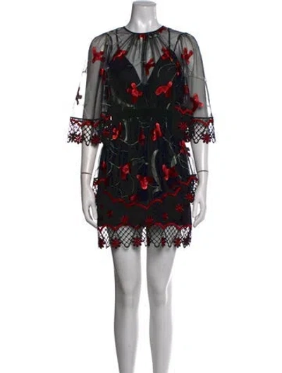 Pre-owned Alice Mccall Floral Print Mini Dress In Black