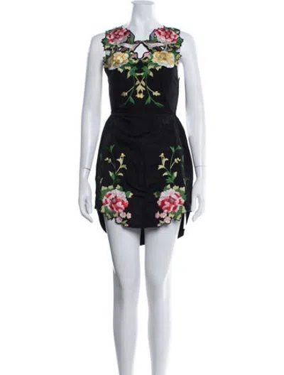 Pre-owned Alice Mccall Floral Print Mini Dress In Black/red