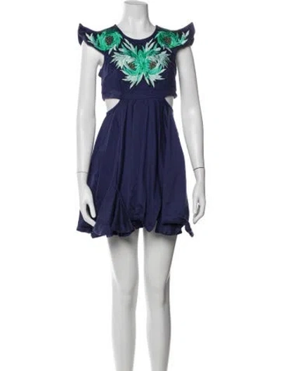 Pre-owned Alice Mccall Floral Print Mini Dress In Blue