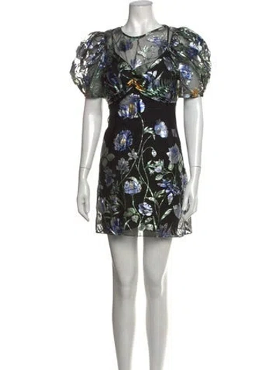 Pre-owned Alice Mccall Floral Print Mini Dress In Blue