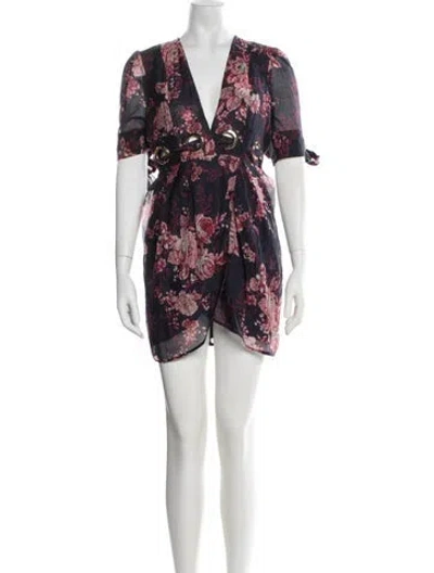 Pre-owned Alice Mccall Floral Print Mini Dress In Blue/pink