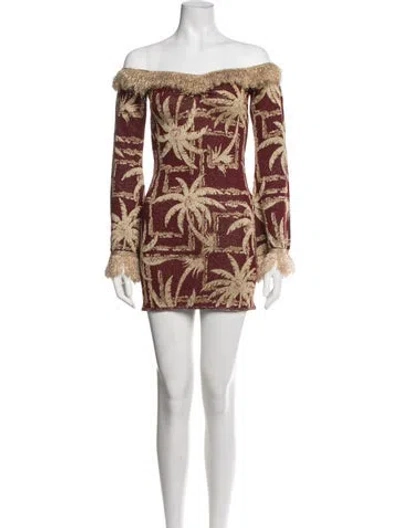 Pre-owned Alice Mccall Floral Print Mini Dress In Burgundy