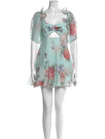 Pre-owned Alice Mccall Floral Print Mini Dress In Green