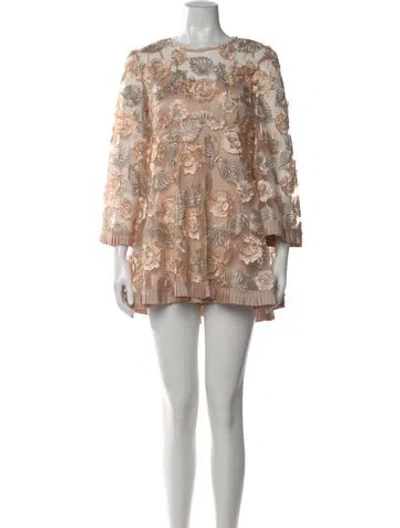 Pre-owned Alice Mccall Floral Print Mini Dress In Neutral