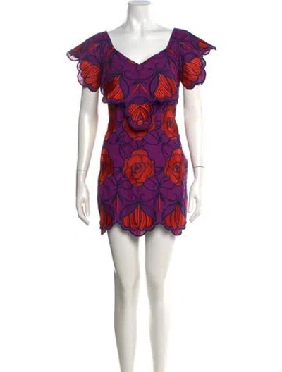 Pre-owned Alice Mccall Floral Print Mini Dress In Purple
