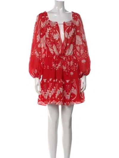Pre-owned Alice Mccall Floral Print Mini Dress In Red