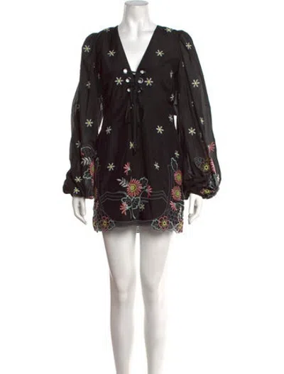 Pre-owned Alice Mccall Floral Print Mini Dress W/ Tags In Black