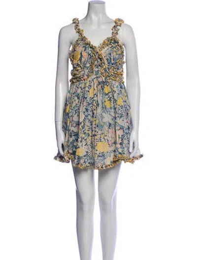 Pre-owned Alice Mccall Floral Print Mini Dress W/ Tags In Blue