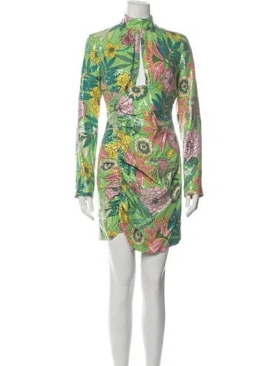 Pre-owned Alice Mccall Floral Print Mini Dress W/ Tags In Green
