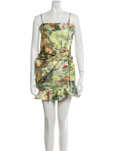 Pre-owned Alice Mccall Floral Print Mini Dress W/ Tags In Yellow