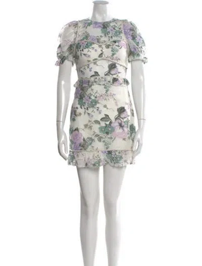 Pre-owned Alice Mccall Floral Print Mini Dress In White