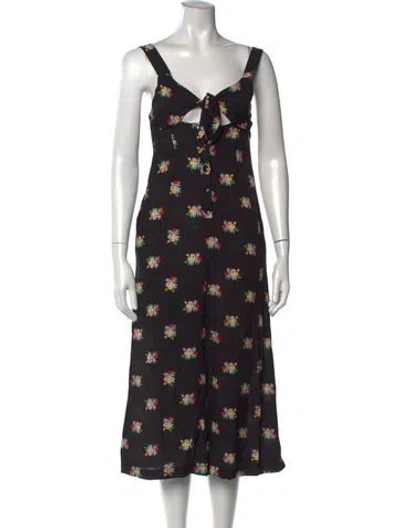 Pre-owned Alice Mccall Floral Print V-neck Jumpsuit In Black