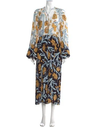 Pre-owned Alice Mccall Floral Print V-neck Jumpsuit In Blue