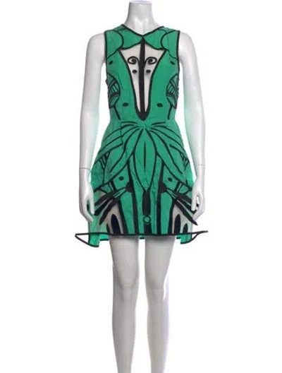 Pre-owned Alice Mccall Graphic Print Mini Dress In Green