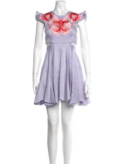 Pre-owned Alice Mccall Graphic Print Mini Dress In Purple