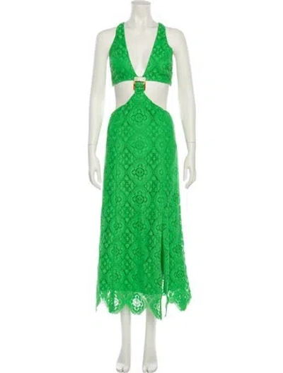 Pre-owned Alice Mccall Lace Pattern Long Dress In Green