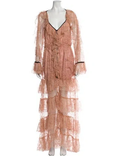 Pre-owned Alice Mccall Lace Pattern Long Dress In Pink
