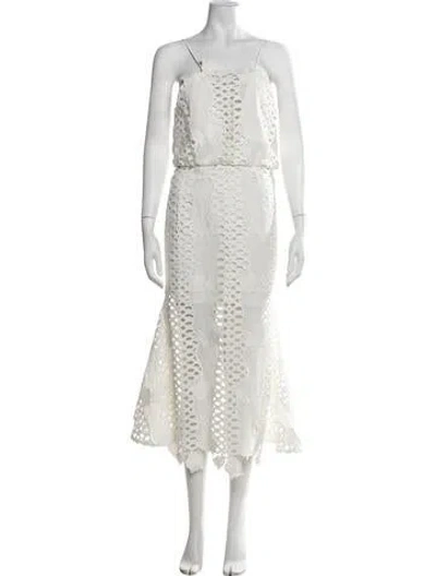 Pre-owned Alice Mccall Lace Pattern Midi Length Dress In White