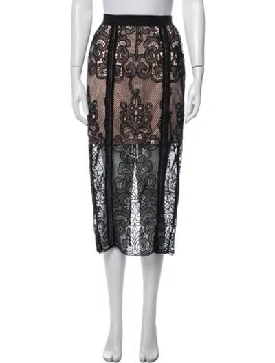 Pre-owned Alice Mccall Lace Pattern Midi Length Skirt In Black/pink