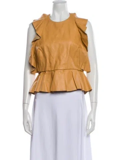 Pre-owned Alice Mccall Leather Crew Neck Top In Neutral