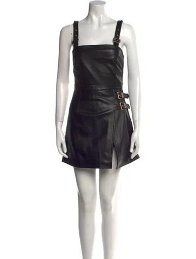 Pre-owned Alice Mccall Leather Square Neckline Romper In Black