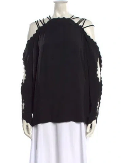 Pre-owned Alice Mccall Off-the-shoulder Long Sleeve Blouse In Black