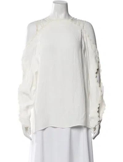 Pre-owned Alice Mccall Off-the-shoulder Long Sleeve Blouse In White