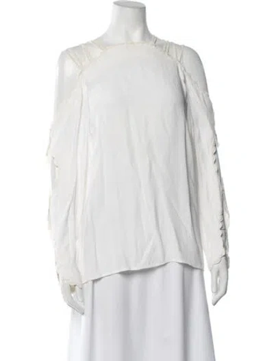 Pre-owned Alice Mccall Off-the-shoulder Long Sleeve Blouse In White