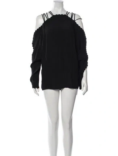 Pre-owned Alice Mccall Off-the-shoulder Long Sleeve Top In Black