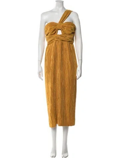 Pre-owned Alice Mccall One-shoulder Midi Length Dress In Yellow