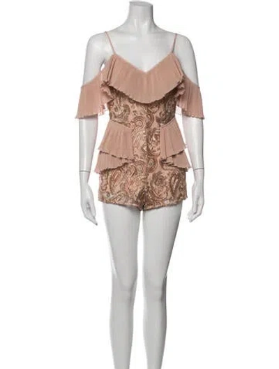 Pre-owned Alice Mccall Paisley Print V-neck Romper In Pink