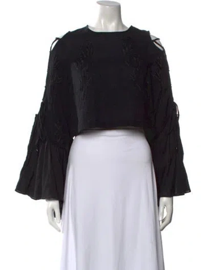 Pre-owned Alice Mccall Patterned Crew Neck Crop Top In Black