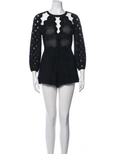 Pre-owned Alice Mccall Patterned Crew Neck Romper In Black