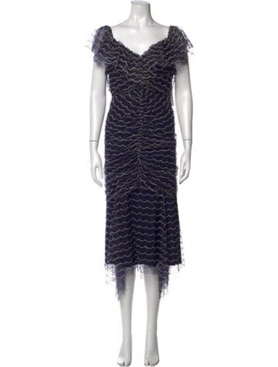 Pre-owned Alice Mccall Patterned Midi Length Dress In Blue
