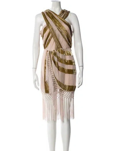 Pre-owned Alice Mccall Patterned Midi Length Dress In Gold