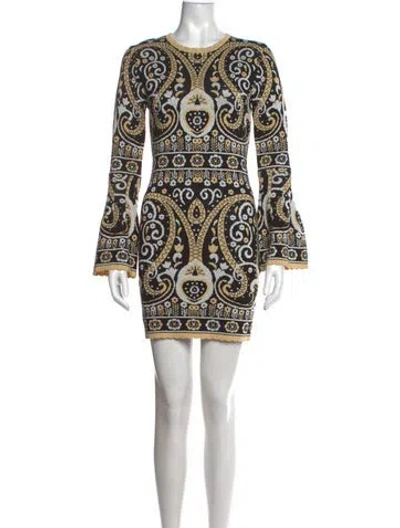 Pre-owned Alice Mccall Patterned Mini Dress In Gold