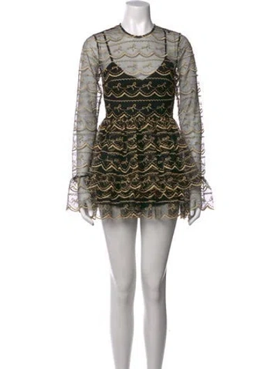 Pre-owned Alice Mccall Patterned Mini Dress W/ Tags In Black/metallic