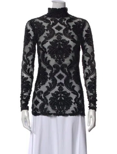 Pre-owned Alice Mccall Patterned Turtleneck Top In Black