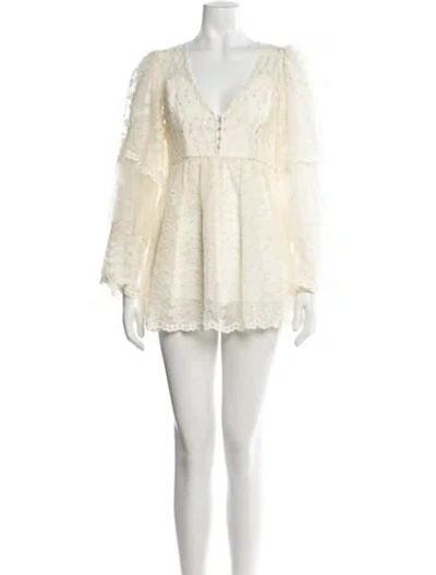 Pre-owned Alice Mccall Patterned V-neck Jumpsuit In Neutrals