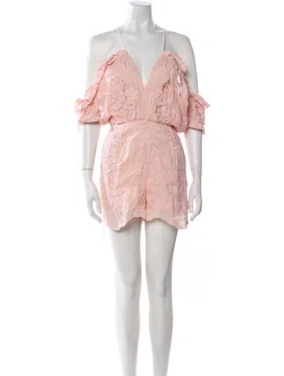 Pre-owned Alice Mccall Plunge Neckline Romper In Pink