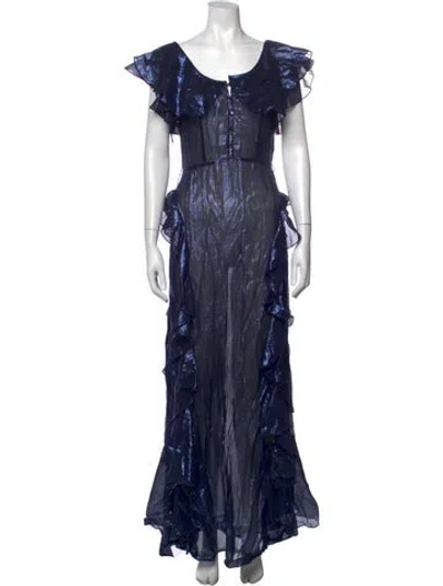 Pre-owned Alice Mccall Printed Long Dress In Blue/metallic