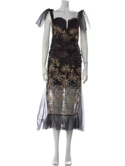 Pre-owned Alice Mccall Printed Midi Length Dress In Black