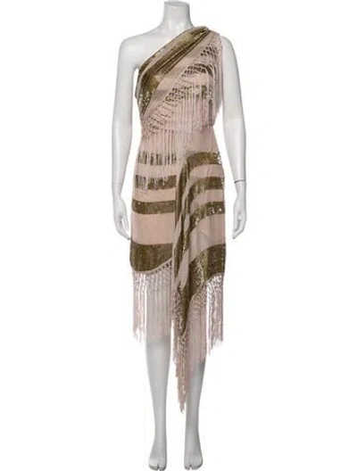 Pre-owned Alice Mccall Printed Mini Dress In Gold/neutrals